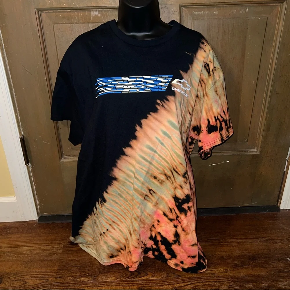 LAST CALL Chevrolet Graphic Black Reverse Dye Short Sleeve Cotton Shirt Size XL - Picture 4 of 10